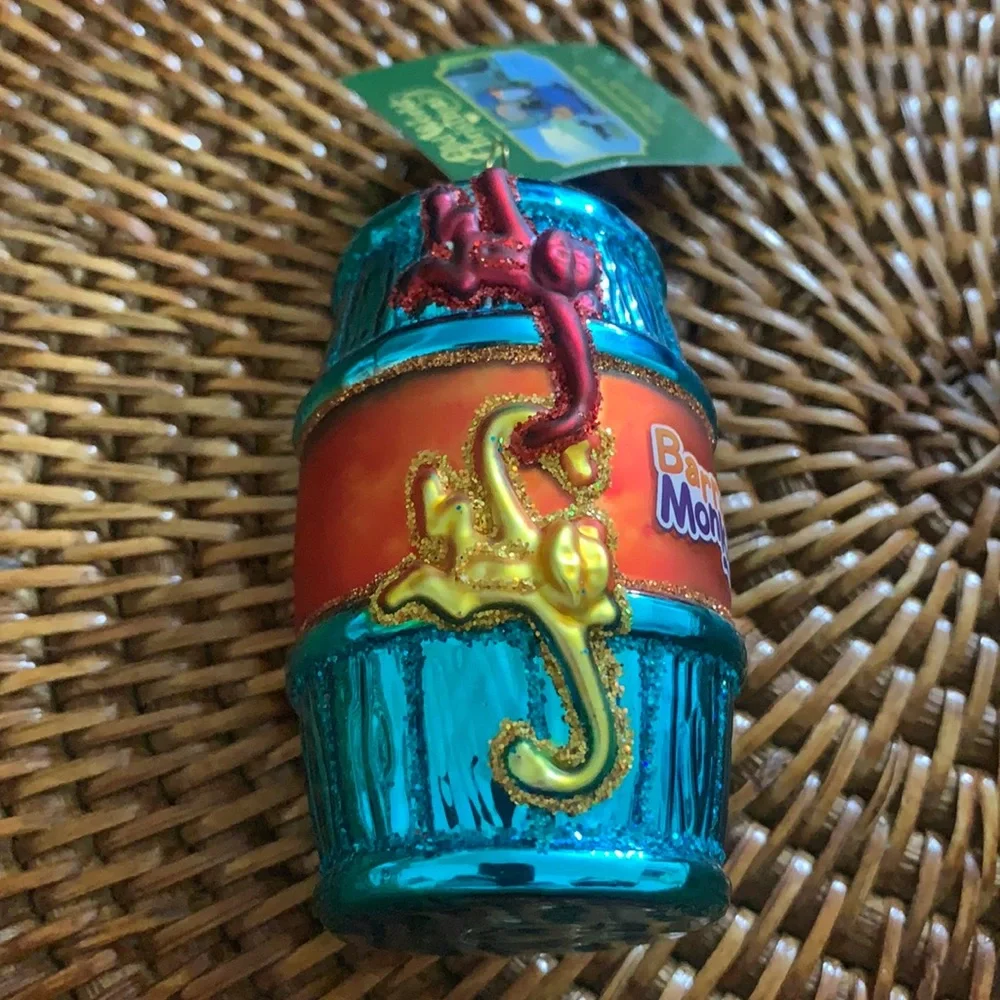 Old World Christmas Hanging Ornament BARREL OF MONKEYS Hasbro NWT